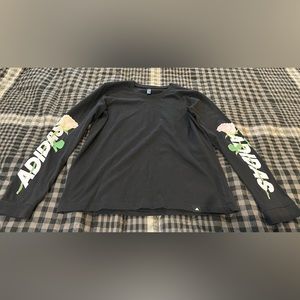 Women’s Black Floral Adidas Long Sleeved T-Shirt MEDIUM